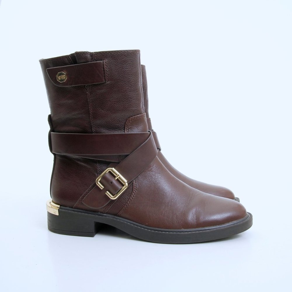 Louise Et Cie Tandy Leather Buckle Moto Boots in Brown Women Size 7